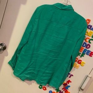Green linen J.Crew women’s button down.